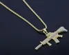 18K guldpläterad Rapper M4 Submachellone Gun Pendant Halsband 75cm Guldfärg Hiphop New York Mäns Hängsmycke Halsband 2017 juli stil