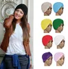 Top Quality Stretchy Turban Head Wrap Band Sleep Hat Chemo Bandana Hijab Pleated Indian Cap Yoga turban hat 20 Colors Free DHL
