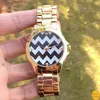 Chevron Gold Armband Titta Perfekt Trend i vacker färgad Chevron Print Watch