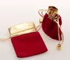 50ピース赤/黒のベルベットジュエリーギフトバッグ巾着袋7 x 9cmの結婚披露宴クリスマスの好意パッケージ