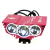 Solarstorm Bike Light Black / Red 3x Cree U2 T6 LED Head Front Light Light Reflektor Headlamp Outdoor Sport Lampa (bez baterii)