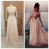 Trend Long Sleeve Evening Gowns Sequined Beads Chiffon Prom Dresses vestidos de festa Formal Party Gown For Graduation Scoop Vestidos