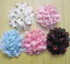 Gratis verzending kant golfpunt bloem baby kinderen diy chiffon dot bloemen platte achterkant haar accessoire hoofd bloem corsage hoed decoratie HT2129