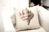 Housse de coussin Hippocampe étoile de mer oreillers taie coton lin Capa Para Almofadas Style nautique peint à la main oreiller décoratif Cov5400037