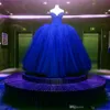 Nuovo corpetto completamente in rilievo di cristallo corsetto blu royal abiti da sposa abiti di ballo su misura abito da sposa lucido vestido longo de r312C