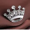 Heißer Verkauf Silber Ton Klarem Kristall Kleine Krone Pin Brosche B015 Sehr Nette Legierung Frauen Kragen Pins Hochzeit Braut Schmuck Zubehör geschenk