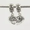 Valentines Day jewelry metal mother daughter heart set drop European style dangle bead infant lucky charms Fits charm bracelet6472768