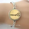 Brazalete de tijeras vintage con imagen artística de cristal, pulseras con colgante de foto, diseño de joyería de fe, 1 unidad por lote, envío gratis