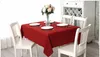 Nappes de Noël broderie de mariage Nappe Polyester 140cm * 180cm couleurs unies rouge table à manger couvre Banquet décoration de vacances