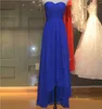 Custom Made New Alta Baixa Império Chiffon Vestidos dama de honra Querida Strapless Prom Vestido Long Ruched Hi-Lo Dress