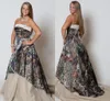 Vintage Plus Size Brautkleider 2015 Trägerlose Camo Forest Brautkleider Stilvolle neue Mode Sweep Train Camo Print Brautkleider