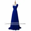 Abiti di chiffon una spalla a buon mercato di cameriera Abiti di una linea Black Blue Blue Blue Lilac Giallo Bridesmaid Evening Coperpestri 2019 in ST4007356