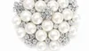 Vintage Silver Tone Rhinestone Kryształ Diamante I Faux Cream Pearl Cluster Duży Bukiet Bridal Pin Broszka Zaproszenie Ślubne Piny Biżuteria