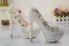 Красивые моде кристаллы и жемчуг высокие каблуки свадебные свадебная обувь женщина вечеринку Пром платье обувь Бесплатная доставка