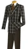 Fashion Men's brown window glass double-breasted 6 button classic men's office suit 2 (jacket + pants) custom made