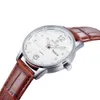 Fashion Casual Luxury Quartz Business Watches Round Dial Week Date Display PU Leather Men Watches Wristwatches247L