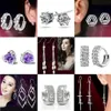 Silver Stud Earrings Hot Sale Crystal Flower Drop Dangle Earring for Women Girl Party Fashion Jewelry Wholesale Free Shipping 0203WH