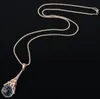 Fashion Tower Necklace Crystal Rhinestone Ball Pendant Long Chain Sweater Necklaces Women Jewelry