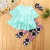 Neue Ankunft Baby Kleidung Set Neugeborenes Baby Mädchen Kinder Kleidung Langarm Unregelmäßige Volants Kleid Tops + Blumen Hosen Outfits 2Pcs Set Kleidung