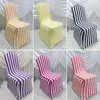 Vit Lila Stripe Print Spandex Bankett Chair Cover med gratis frakt för bröllop, fest, hotelldekoration