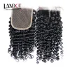 5PCS Lot Brasiliansk Kinky Curly Hair Weaves med stängning 7a Obehandlat Djup Curly Human Hair Weave 4 Bundlar och Top Lace Stängningar Storlek 4 * 4