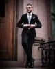 Neue Ankunft Schwarz Smoking Slim Fit Herren Hochzeitsanzüge Zwei Knöpfe Bräutigam Tragen Zwei Stücke Billig Maßgeschneiderte Formale Anzug (Jacke + Hose)