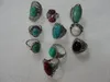 Vintage turquoise antieke zilveren ringen mix size turquoise mix 10 stijlen 10pcs / lot vintage edelsteen ringen turquoise ringen