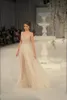 Elie Saab Evening Dress Sheer Backless Evening Gowns Cap Sleeve Beaded Embroidery Long Tulle Prom Dresses with Side Slit