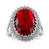 10 Pieces 1 Lot LuckyShine Oval Red Crystal Cubic Zircon Rings 925 Silver Rings Mother Holiday Gift Rings Full New