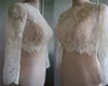 Hot Cheap Bridal Wraps Modest Alencon Lace Crystals Mangas largas Wedding Bridal Bolero Vestidos de novia por encargo Sheer Lace Applique