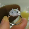 Size 5-10 Luxury Jewelry 925 sterlling silver filled full topaz CZ Gem women wedding simulated Diamond Wedding Engagement Finger Ring gift