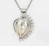 18kgp w kształcie serca błyszczące klejnoty Pearl / Crystal / Coral Koraliki Klatki Lockets, Wish Wisiorek Montaż dla DIY Moda Biżuteria Charms