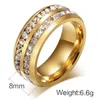 Ring smycken mode sz17-21 svart guld silver cz rhinestone rostfritt stål 30pcs massor ring män kvinna titan bröllop förlovningsband