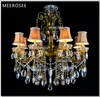 Vintage Crystal żyrandol lekki Brązowy brązowy zabytkowe wisiorek Lingting Luksusowy mosiądz kryształowy Lampa Lampa zawiesina MD8504 L8 D750mm H750mm