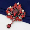 Vintage Style Big Water Drop Brooches For Women Jewelry Colorful Flower Brooch Pin Rhinestone Crystal Broach Wedding brooch Free Shipping