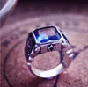 925 Sterling Thai Silver Blue Zircon Wedding Or Engagement Ring Man Crown Retro Ring Not Plated Delicate Royal Court Style Surface 1.6*1.5cm