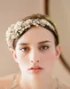 2015 Gold Vintage Bridal Jewelry Headpiece Imitation Pearl Hair Accessories Crystal Hair Band headbands Bridal Crown Tiara Wedding232H