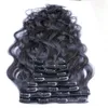 10 to 26 inches Body Wave Brazilian Nonremy Hair 1B Natural Black Color Human Hair clip in human hair extensions 100g 10pcsLot 2005608