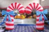 Outdoor Entrance Arch Double Christmas Inflatable Candy Canes Advertising Replica for Christmas Decoration