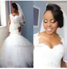 New Arrival 2017 Nigeria Syrenka Sweetheart Koronki Tulle Kościół Suknia Ślubna Suknie Aplikacja Fit Flare Sheer Plus Size Suknie ślubne