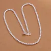 Ensemble de bijoux à la mode en argent Sterling 925 plaqué, collier et bracelet de perles de 4MM pour femmes, cadeau d'anniversaire de qualité supérieure, livraison gratuite