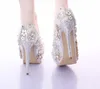 Lüks Beyaz Yüksek Topuklu Rhinestone Platformu Pompaları Düğün Gelin Ayakkabıları için Benzersiz Tasarım Lavanta Elbise Ayakkabı Parti