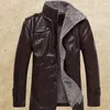 Зимняя мужская искусственная кожа из искусственного меха мотоцикла пиджака плюс бархат сгущается в длинном секции большой размер кожаной куртки