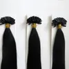100g 1Set 100Strands Nail U Tip Extensions de cheveux pré-collés 18 20 22 24 pouces # 1 / Jet Black Cheveux indiens brésiliens