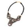 Nouveauté chaîne en cuir noir tissage cercle fil métallique Sautoirs Colares pendentifs colliers déclaration femmes bijoux #2929