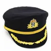 Erkekler için pamuk lacivert şapka şapkası kadınlar çocuk moda düz ordu kapak şapka kaptan üniforma kapağı kızlar kızlar pilot kapaklar ayarlanabilir295l