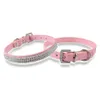 Hot selling Rhinestone diamante dog collars fashion PU leather jewelry Pet collar Puppy Necklace 4 Sizes 5 Colors