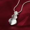 Frete grátis moda de alta qualidade 925 prata meu coração vai ir em jóias com diamantes 925 colar de prata presentes do feriado do dia dos namorados quente 1637