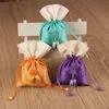 Chinese knot Small Patchwork Jewelry Gift Pouches Satin Drawstring Lavender Spice Storage Pouch Sachet Wedding Party Candy Favor Bag