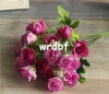 Mazzo di rose primaverili in seta 33 cm/12,99 "lunghezza fiori artificiali rose camelia 6 steli per bouquet da sposa fai da te centrotavola matrimonio